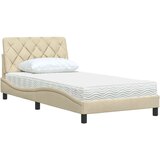  Postelja z vzmetnico krem 100x200 cm blago, (21829540) | Shoptok.si