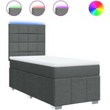 vidaXL Box spring postelja z vzmetnico temno siva 90x190 cm blago | Shoptok.si