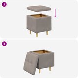  Otoman za pohranu s jastukom Sivo-smeđa 40 x 40 x 45 cm tkanina | shoptok.hr