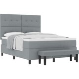  Postelja Box Spring z vzmetnico in klopjo svetlo siva 140x200 cm tkanina, (22081081) | Shoptok.si