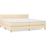  Box spring postelja z vzmetnico krem 200x200 cm blago | Shoptok.si