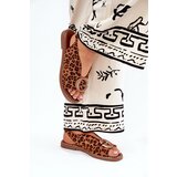 Boto Flat Sandals With Decoration Leopard Brown Haliones | Shoptok.si