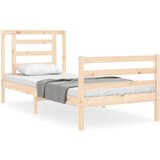 The Living Store Posteljni okvir z vzglavjem 90x200 cm trden les - Posteljni Okvir, (21528913) | Shoptok.si