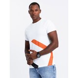 Ombre Men's cotton T-shirt with delicate embroidery - cream cene