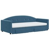 vidaXL Izvlečna dnevna postelja s predali modra 90x200 cm žamet | Shoptok.si