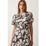  Women's Smoky Cream Patterned Satin Surface Slit Summer Dress | Eponuda.ba
