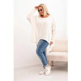 Kesi Włoski Women's Plus Size sweater with acrylic, loose fit and 3/4 sleeves ecru | Shoptok.si