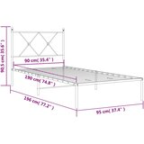  Metalni okvir za krevet s uzglavljem bijeli 90 x 190 cm | shoptok.hr