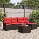  Vrtna sedežna garnitura z blazino 6 pcs Rjava Poly ratan, (5000063194) | Shoptok.si