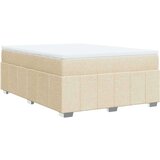 vidaXL Box spring postelja z vzmetnico krem 140x200 cm blago | Shoptok.si