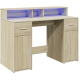  Radni stol s LED svjetlima hrast 120x55x91 cm konstruirano drvo | shoptok.hr