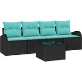 vidaXL Vrtna sedežna garnitura 5 pcs Črna in turkizna 55 x 55 x 37 cm, (5000020732) | Shoptok.si