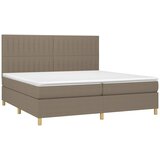  box spring s madracem LED smeđesivi 200x200 cm tkanina | shoptok.hr