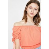 Koton Women's Pink Off The Shoulder Short Sleeve T-Shirt Cene