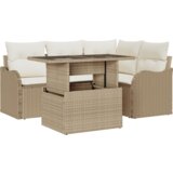 vidaXL Set od 5 vrtnih sofa s jastučićima Bež Poli Ratan | shoptok.hr