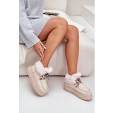 FB2 Low women's snow boots on a platform with fur light beige Neathren | shoptok.hr