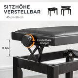  Klupa za klavir stolac podesiva visina umjetna koža i kaučukovo drvo crna 63x33x56 cm | shoptok.hr