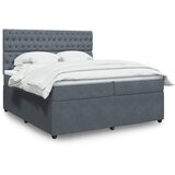vidaXL Box spring postelja z vzmetnico temno siva 200x200 cm žamet Cene