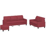 Maison Chic Sedežna garnitura - kavč 3-delna z blazinami vinsko rdeče umetno usnje, (21729417) | Shoptok.si