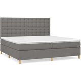  Box spring postelja z vzmetnico temno siva 200x200 cm blago, (20851595) | Shoptok.si