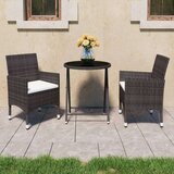 vidaXL 3-dijelni vrtni bistro set poliratan i kaljeno staklo smeđi | shoptok.hr