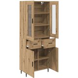 vidaXL Visok predalnik 2 pcs Umetni hrast Inženirski les in steklo | Shoptok.si
