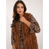 Fashion Hunters Light brown eco-fur zippered vest