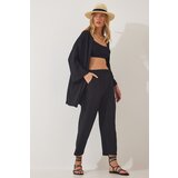  Women's Black Kimono Pants Knitted Set Cijene