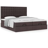 vidaXL Otomanski posteljni okvir z vzmetnicami rjav 180x200 cm blago | Shoptok.si
