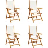 Maison Chic Nastavljivi vrtni stoli - Stol za vrt 4 kosi kremno bel blago in trden les JS111, (21878779) | Shoptok.si