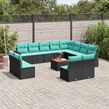  13-dijelni set vrtnih sofa s jastucima poliratan crni | shoptok.hr