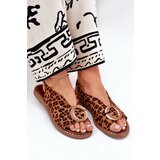 Boto Flat Sandals With Decoration Leopard Brown Haliones | Shoptok.si