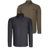 Dewberry DUAL SET G725 MENS SHIRTS-BLACK-GREEN Cijene