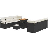 vidaXL 11-delni vrtni sofa set z blazinami črn poli ratan akacija, 2-sedežna vrtna sofa s shrambno funkcijo in blazinami črn poli ratan, 3-delni vrtni jedilni set z blazinami črn poli ratan akacija Cene
