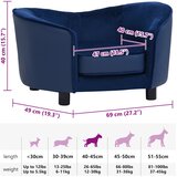 SOFA za pse plava 69 x 49 x 40 cm od pliša i umjetne kože | shoptok.hr