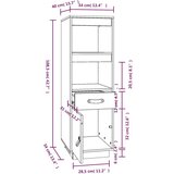  Visoka komoda siva 34 x 40 x 108 5 cm od masivne borovine | shoptok.hr