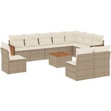 Maison Chic Seti vrtnega pohištva - Vrtna garnitura - Vrtni pohištvo set 11-delna z blazinami bež poli ratan, (21809867) | Shoptok.si