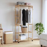  Stalak za odjeću s policama i kotačima 90x40x179,5 cm bambus | shoptok.hr