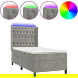 The Living Store Box spring postelja z vzmetnico LED svetlo siva 80x200 cm žamet - Box Spring Postelja, (21493166) | Shoptok.si