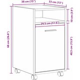  Kotačni bočni ormarić s kotačem Crni hrast 33 x 38 x 60 cm | shoptok.hr