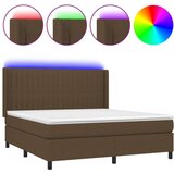  Krevet box spring s madracem LED tamnosmeđi 180x200 cm tkanina | shoptok.hr