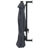  Stenski senčnik z LED in kovinskim drogom 300 cm antraciten | Shoptok.si