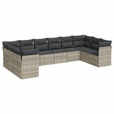 Maison Chic Seti vrtnega pohištva - Vrtna garnitura - Vrtni pohištvo set 10-delna z blazinami sv. siv poli ratan, (21815073) | Shoptok.si