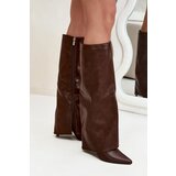 Boto Insulated Stiletto Boots With Folded Shaft Chocolate Tamonia | Shoptok.si