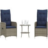  Vrtne stolice s naslonom 2 kom sa stolom sive boje poli ratan | shoptok.hr