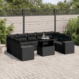 vidaXL 10-dijelni set vrtnih sofa s jastucima crni od poliratana | shoptok.hr