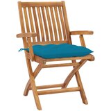 Maison Chic Vrtni stoli - Stol za vrt 2 kosa s svetlo modrimi blazinami trdna tikovina JS1290, (21877624) | Shoptok.si