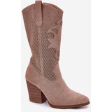 S. BARSKI Perforated Cowboy Boots On Heel Beige S.Barski | Shoptok.si