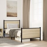 Maison Chic Kovinski Posteljni okvir - Enojna postelja - Postelja za odrasle brez vzmetnice sonoma hrast 75x190 cm, (21696581) | Shoptok.si