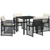  5-dijelni blagovaonski stol i stolice u vrtu s jastučićima Crno polyratan | shoptok.hr